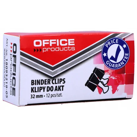 KLIPY DO DOKUMENTÓW OFFICE PRODUCTS 32MM 12SZT CZARNE