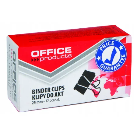 KLIPY DO DOKUMENTÓW OFFICE PRODUCTS 25MM 12SZT CZARNE