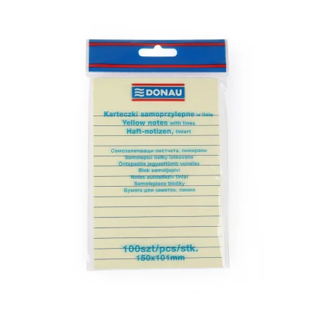 BLOCZEK SAMOPRZYLEPNY DONAU 101X150MM 75G W LINIĘ ŻÓŁTY 100K