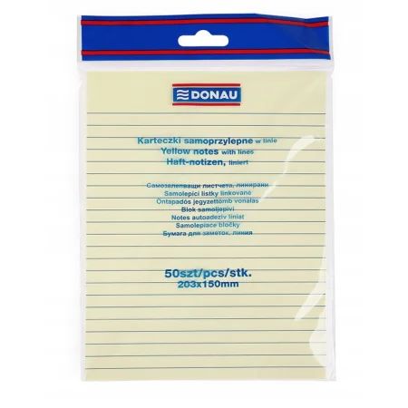BLOCZEK SAMOPRZYLEPNY DONAU 150x2030MM 75G W LINIĘ ŻÓŁTY 50K