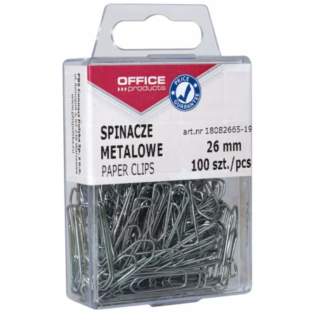 SPINACZE METALOWE OFFICE PRODUCTS 26MM W PUDEŁKU SREBRNE 100szt