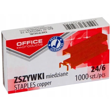 ZSZYWKI 24/6 MIEDZIANE OFFICE PRODUCTS 1000szt