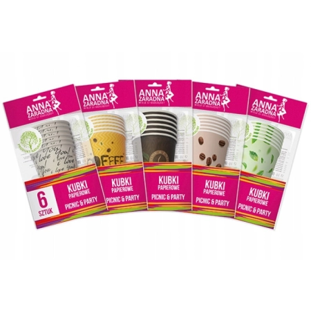 KUBKI PAPIEROWE ANNA ZARADNA 6SZT MIX 200ML