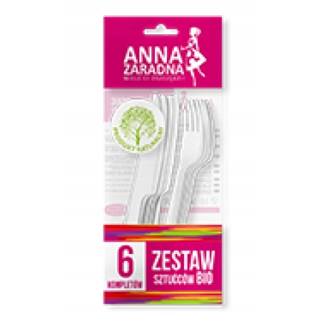 ZESTAW SZTUCZCÓW BIO ANNA ZARADNA 6 KOMPLETÓW BIAŁY