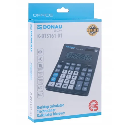 KALKULATOR BIUROWY DONAU TECH OFFICE 16-CYFR 201X155X35MM CZARNY
