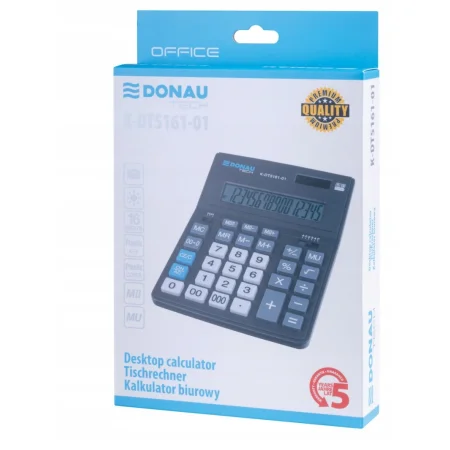 KALKULATOR BIUROWY DONAU TECH OFFICE 16-CYFR 201X155X35MM CZARNY