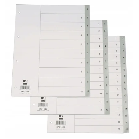 PRZEKŁADKI Q-CONNECT PP A4 230X297MM 1-10 10K SZARE