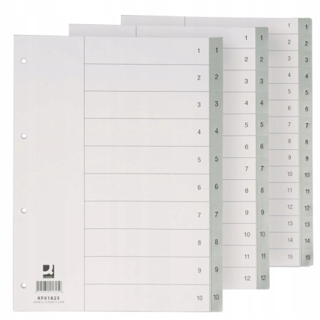PRZEKŁADKI Q-CONNECT PP A4 230X297MM 1-10 10K SZARE