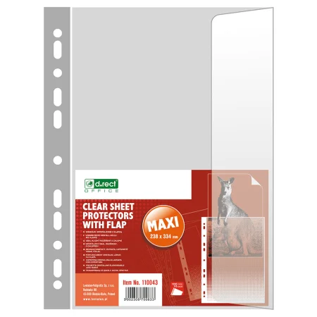 KOSZULKA NA DOKUMENTY A4 KRYSTALICZNA 100MIC MAXI 238x334mm Z KLAPKĄ A10