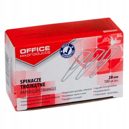 SPINACZE TRÓJKĄTNE SREBRNE OFFICE PRODUCTS 28MM A100