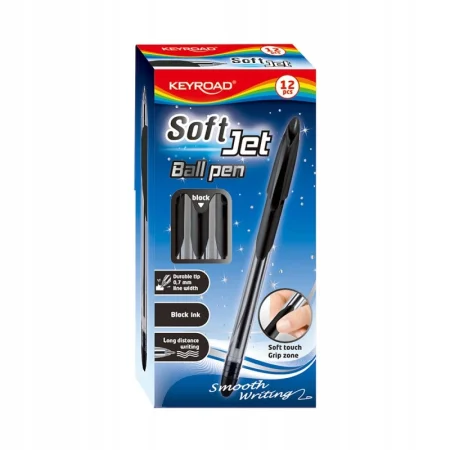 DŁUGOPIS KLASYCZNY KEYROAD BALL PEN SOFT JET 0,7MM CZARNY