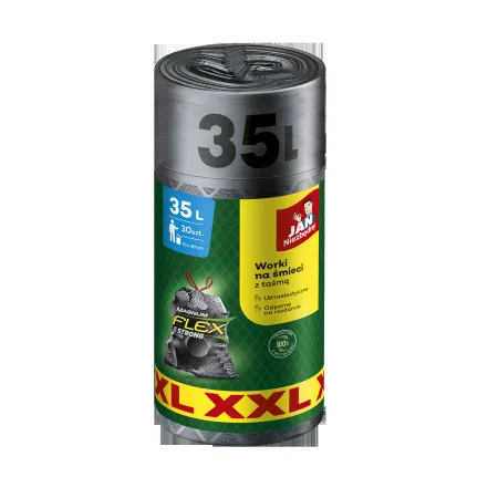 WORKI NA ŚMIECI JAN NIEZBĘDNY MAGNUM FLEX Z TAŚMĄ 35L 30SZT SZARE