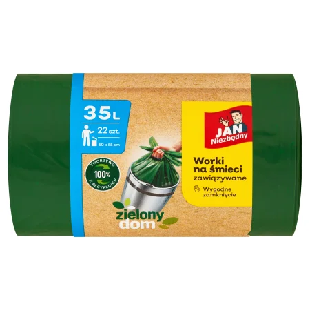 WORKI NA ŚMIECI JAN NIEZBĘDNY ZIELONY DOM EASY PACK 35L 22SZT ZIELONE