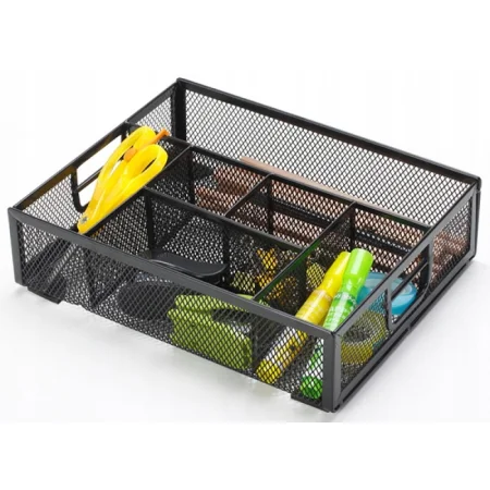 ORGANIZER NA BIURKO Q-CONNECT OFFICE SET METALOWY BOCZNY 6 KOMÓR CZARNY