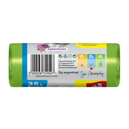 WORKI NA ŚMIECI JAN NIEZBĘDNY HDPE T-SHIRT 35L A30 ZIELONE