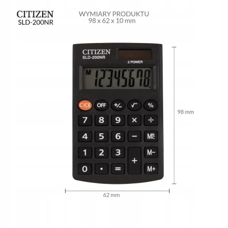 KALKULATOR KIESZONKOWY CITIZEN SLD-200NR 8-CYFROWY 98X62MM CZARNY