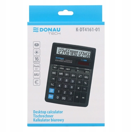 KALKULATOR BIUROWY DONAU TECH 16-CYFR 190x143x40mm CZARNY
