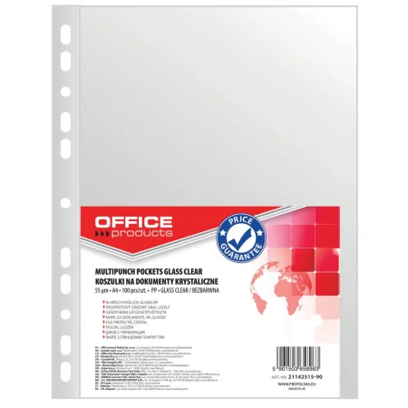 KOSZULKI NA DOKUMENTY OFFICE PRODUCTS PP A4 55MIC KRYSTALICZNE A100