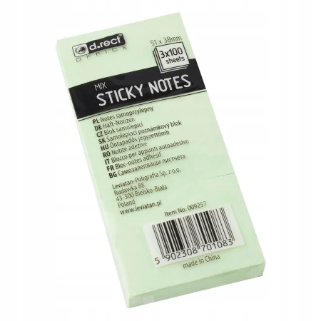 NOTES SAMOPRZYLEPNY D.RECT 76X38MM MIX KOLOR A3