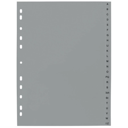 PRZEKŁADKI POLYPROPYLENOWA A4+ A-Z SZARE
