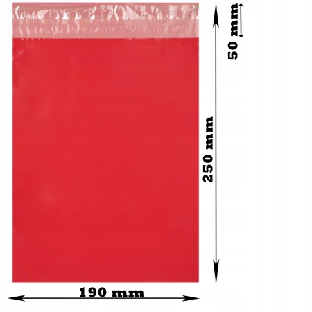 FOLIOPAKI KURIERSKIE CZERWONE FOLIOPAK KOPERTY FOLIOWE B5 190x250 50szt
