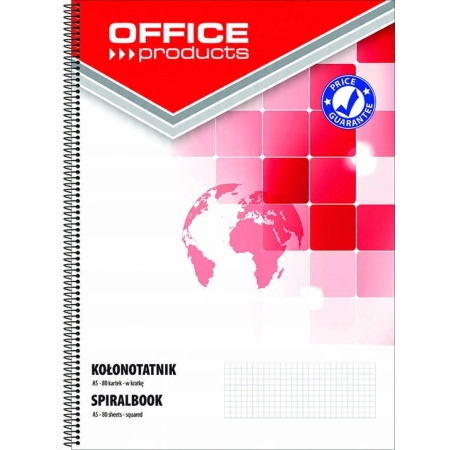 KOŁONOTATNIK OFFICE PRODUCTS KRATKA 60-80G PERFORACJA A5 80K