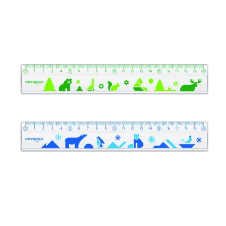 LINIJKA PLASTIKOWA KEYROAD 20CM TRANSPARENTNA Z NADRUKIEM DECO