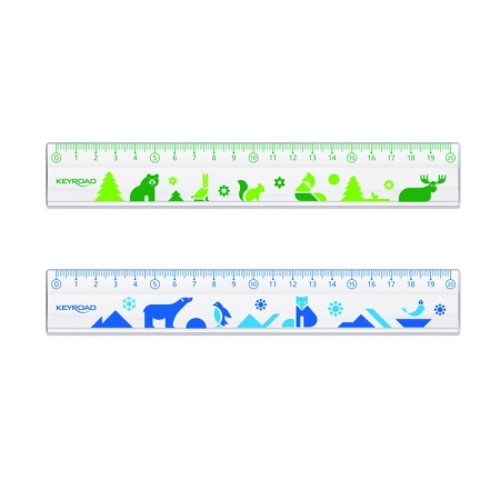 LINIJKA PLASTIKOWA KEYROAD 20CM TRANSPARENTNA Z NADRUKIEM DECO