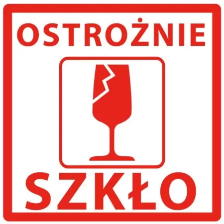 ETYKIETY 74x74mm OSTROŻNIE SZKŁO 500szt