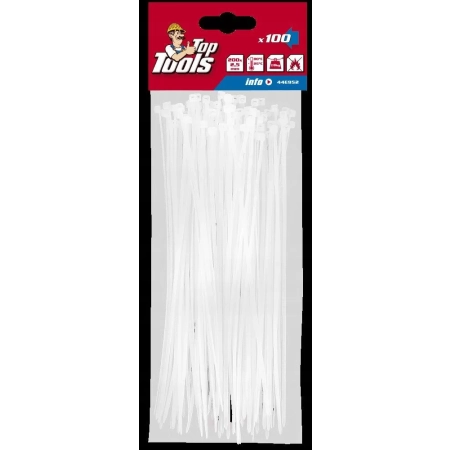 OPASKI ZACISKOWE TRYTKI TOP TOOLS 2.5x200mm BIAŁE 100szt