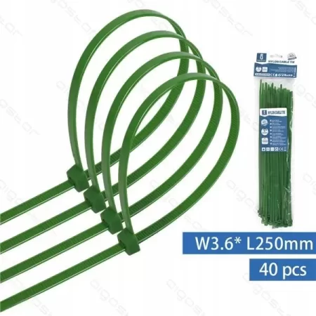 OPASKI ZACISKOWE 250mm x 3.6mm ZIELONE 40szt