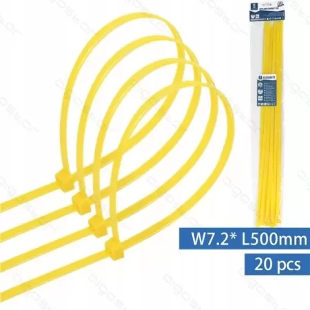 OPASKI ZACISKOWE 500mm x 7.2mm ŻÓŁTE 20szt