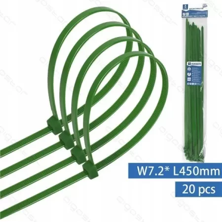 OPASKI ZACISKOWE 450mm x 7.2mm ZIELONE 20szt