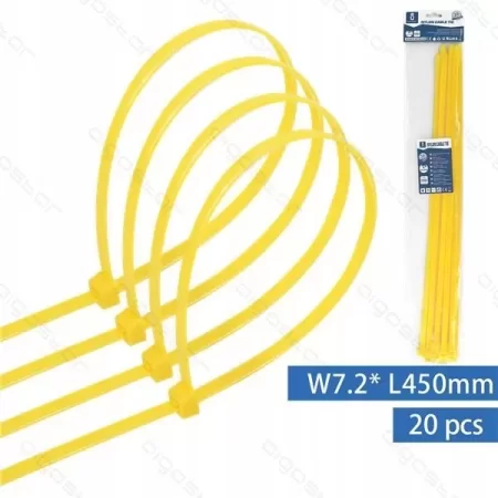 OPASKI ZACISKOWE 450mm x 7.2mm ŻÓŁTE 20szt