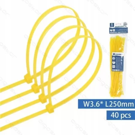OPASKI ZACISKOWE 250mm x 3.6mm ŻÓŁTE 40szt