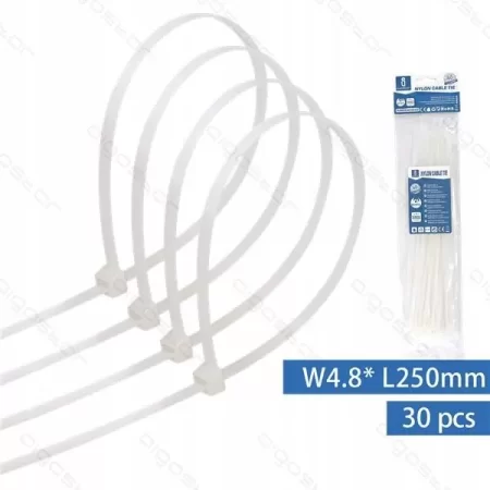 OPASKI ZACISKOWE 250mm x 4.8mm BIAŁE 30szt