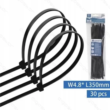 OPASKI ZACISKOWE 350mm x 4.8mm CZARNE 30szt