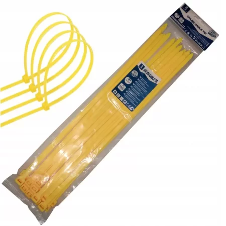 OPASKI ZACISKOWE KABLOWE 350mm x 7.2mm ŻÓŁTE 20szt