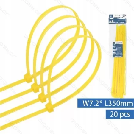 OPASKI ZACISKOWE KABLOWE 350mm x 7.2mm ŻÓŁTE 20szt