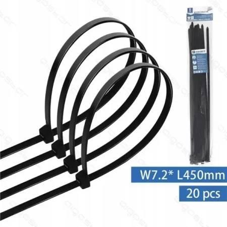 OPASKI ZACISKOWE 450mm x 7.2mm CZARNE 20szt