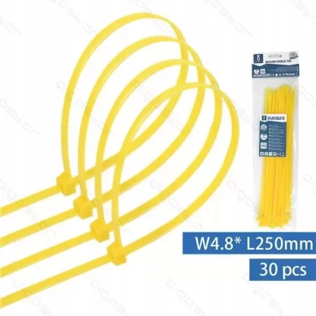 OPASKI ZACISKOWE 250mm x 4.8mm ŻÓŁTE 30szt