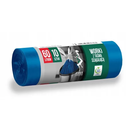 WORKI NA ŚMIECI SUPERMOCNE NIEBIESKIE 60L 10szt