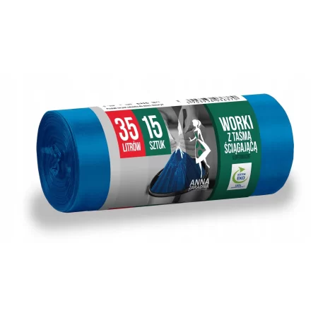 WORKI NA ŚMIECI SUPERMOCNE NIEBIESKIE 35L 15szt