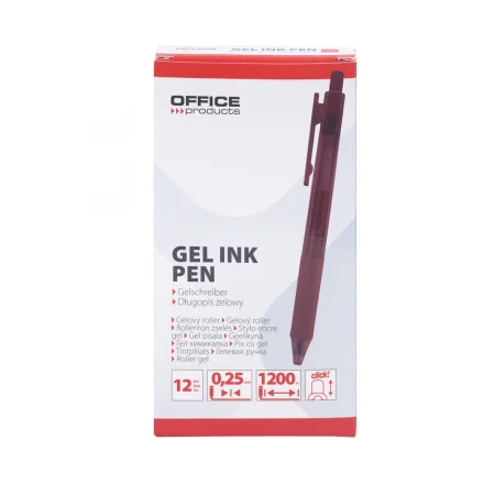 DŁUGOPIS AUTOMATYCZNY ŻELOWY OFFICE PRODUCTS 0,25MM 1200M CZERWONY
