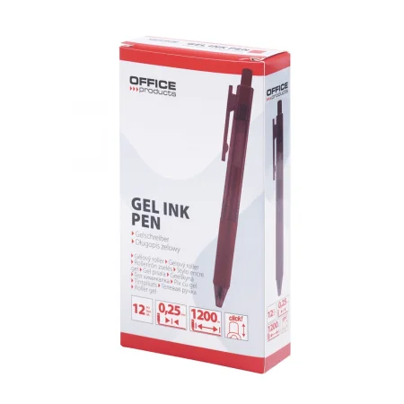 DŁUGOPIS AUTOMATYCZNY ŻELOWY OFFICE PRODUCTS 0,25MM 1200M CZERWONY