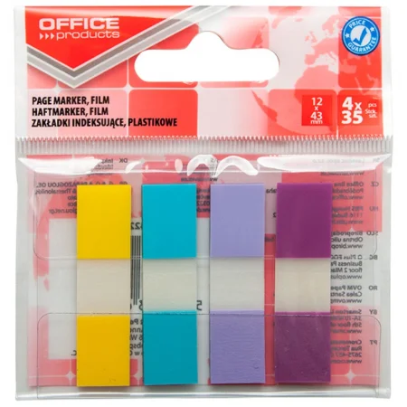 ZAKŁADKI INDEKSUJĄCE OFFICE PRODUCTS PP 12X43MM 4X35K MIX PASTEL