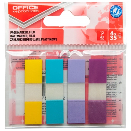 ZAKŁADKI INDEKSUJĄCE OFFICE PRODUCTS PP 12X43MM 4X35K MIX PASTEL