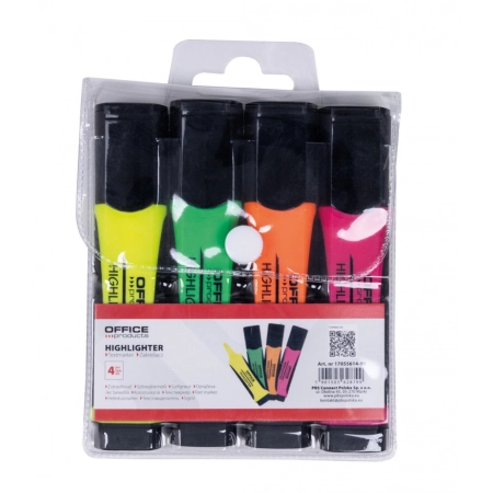 ZAKREŚLACZ OFFICE PRODUCTS Z GUMOWYM UCHWYTEM 2-5MM 4SZT W ETUI MIX