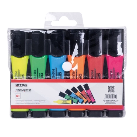 ZAKREŚLACZ OFFICE PRODUCTS Z GUMOWYM UCHWYTEM 2-5MM 6SZT W ETUI MIX