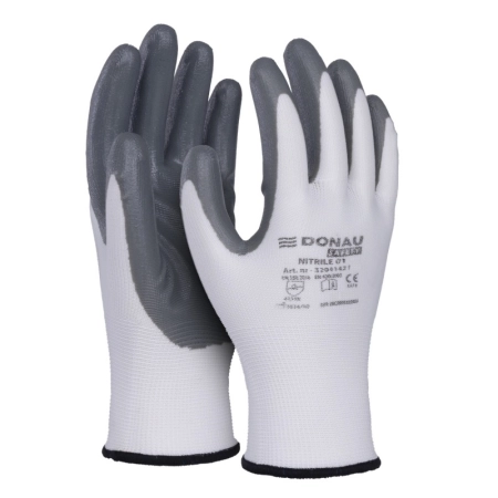 RĘKAWICE DONAU SAFETY NITRILE KAT.II R10 SZARE